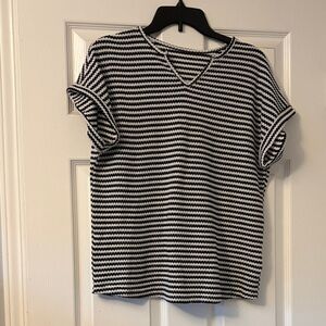 Cupshe Black and White Striped Short Sleeve Top